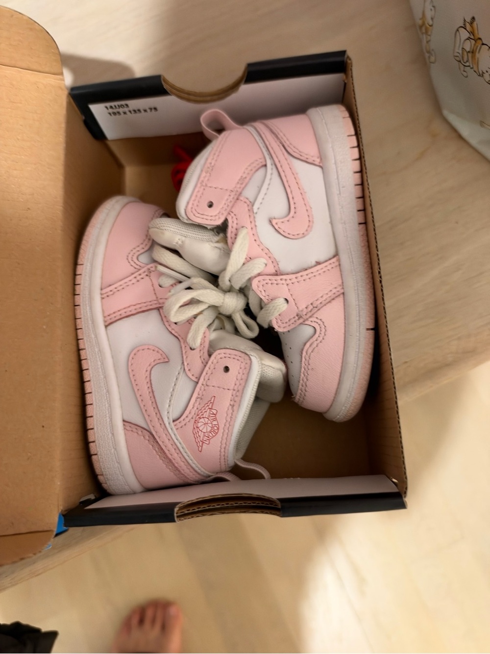 Nike Kids Pink and White High-Top Sneakers